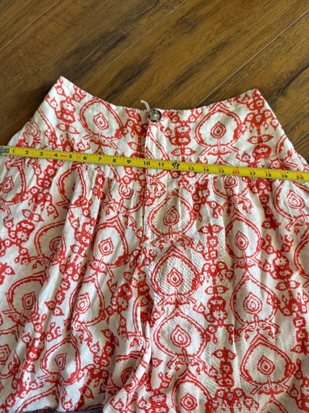 Free People Coral Red Print Balloon Harem Pants Boho Cotton India Large - Picture 10 of 15
